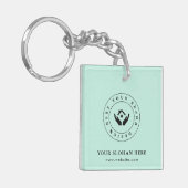 Eenvoudige Minimalistische Aangepaste Logo & Tekst Sleutelhanger (Voorkant Links)