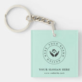 Eenvoudige Minimalistische Aangepaste Logo & Tekst Sleutelhanger (Voorkant)