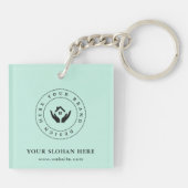Eenvoudige Minimalistische Aangepaste Logo & Tekst Sleutelhanger (Achterkant)