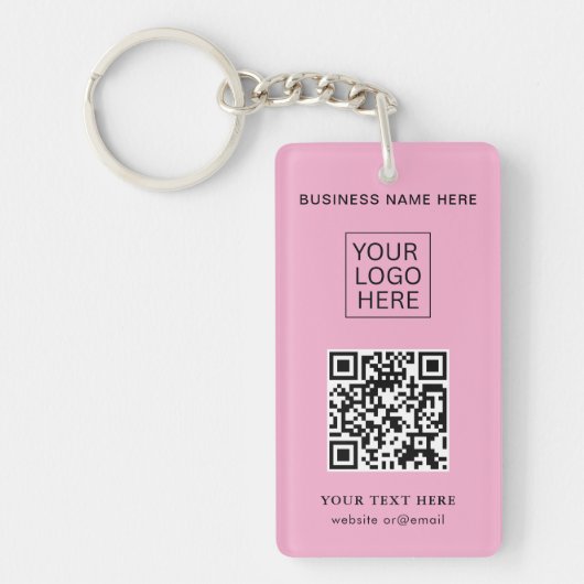 Eenvoudige Minimalistische Aangepaste Logo & Tekst Sleutelhanger (Voorkant)