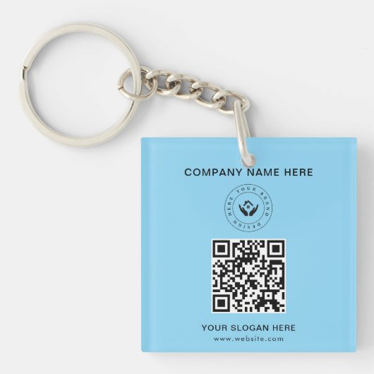 Eenvoudige Minimalistische Aangepaste Logo & Tekst Sleutelhanger (voorkant)