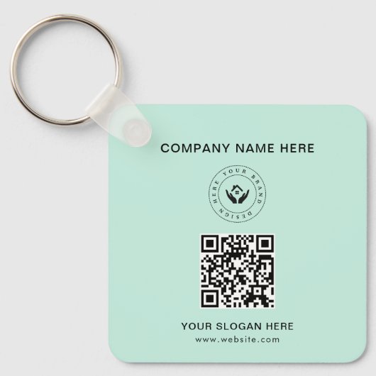 Eenvoudige Minimalistische Aangepaste Logo & Tekst Sleutelhanger (Voorkant)