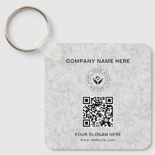 Eenvoudige Minimalistische Aangepaste Logo & Tekst Sleutelhanger (Voorkant)