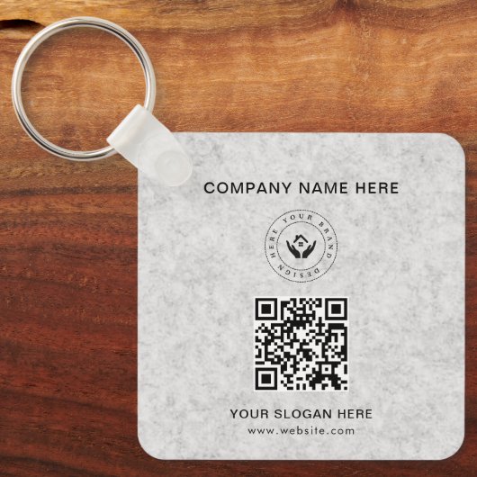 Eenvoudige Minimalistische Aangepaste Logo & Tekst Sleutelhanger (Voorkant)