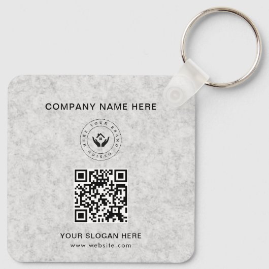 Eenvoudige Minimalistische Aangepaste Logo & Tekst Sleutelhanger (Achterkant)