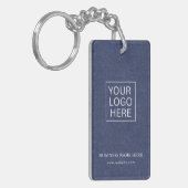 Eenvoudige Minimalistische Aangepaste Logo & Tekst Sleutelhanger (Voorkant Links)