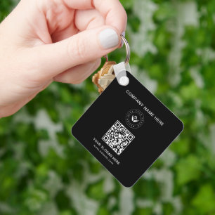 Eenvoudige Minimalistische Aangepaste Logo & Tekst Sleutelhanger