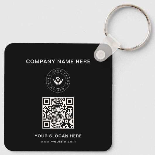 Eenvoudige Minimalistische Aangepaste Logo & Tekst Sleutelhanger (Achterkant)