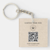 Eenvoudige Minimalistische Aangepaste Logo & Tekst Sleutelhanger (voorkant)