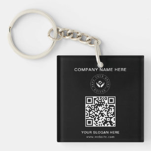 Eenvoudige Minimalistische Aangepaste Logo & Tekst Sleutelhanger