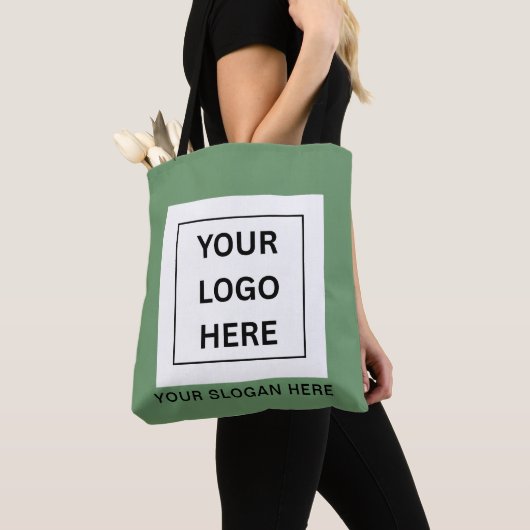 Eenvoudige Minimalistische Aangepaste Logo & Tekst Tote Bag (Dichtbij)