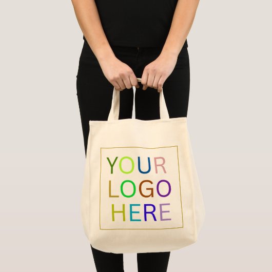 Eenvoudige Minimalistische Aangepaste Logo & Tekst Tote Bag (Voorkant (product))
