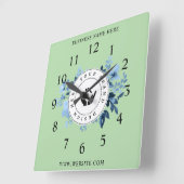 Eenvoudige Minimalistische Aangepaste Logo & Tekst Vierkante Klok (Hoek)