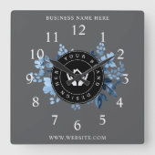Eenvoudige Minimalistische Aangepaste Logo & Tekst Vierkante Klok (Voorkant)
