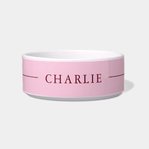 Eenvoudige Minimalistische Aangepaste Naam Roze Mo Voerbakje