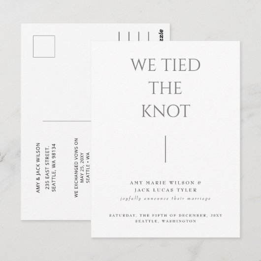 Eenvoudige minimalistische aankondiging van het hu briefkaart (Voorkant / Achterkant)