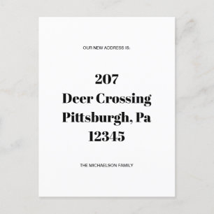 Eenvoudige minimalistische aankondiging van zwart  briefkaart