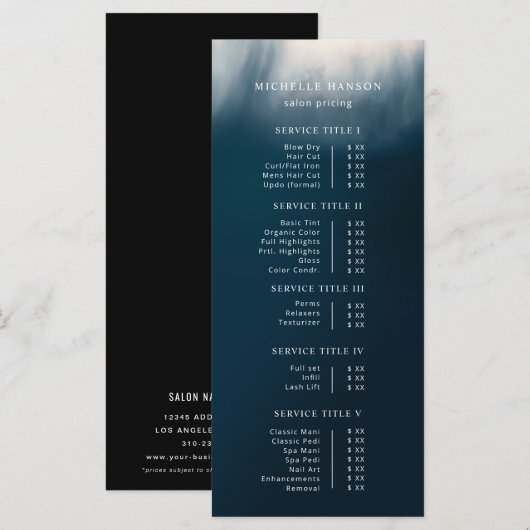 Eenvoudige minimalistische Abstracte foto blauwe p Menu (Voorkant / Achterkant)