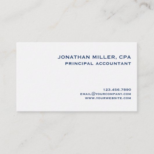 Eenvoudige minimalistische accountant visitekaartje (Voorkant)