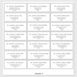 Eenvoudige minimalistische adreslabel voor huwelij sticker