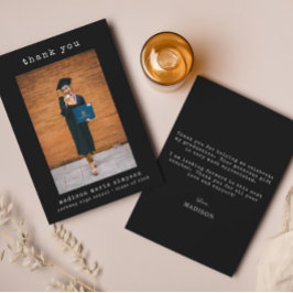 Eenvoudige Minimalistische Afstudeerfoto Bedankt Notitiekaartje