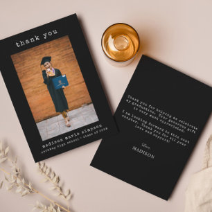 Eenvoudige Minimalistische Afstudeerfoto Bedankt Notitiekaartje