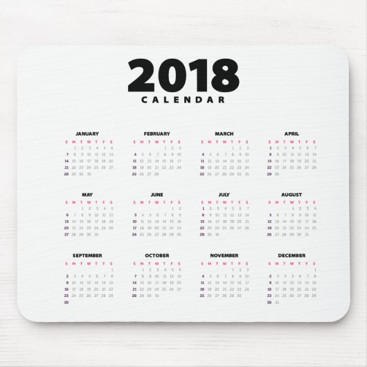 Eenvoudige minimalistische agenda 2018 | Mousepad Muismat (Voorkant)