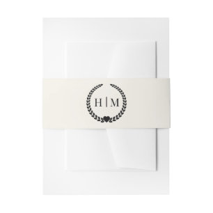 Eenvoudige Minimalistische Antieke Ivoren Monogram Uitnodigingen Wikkel
