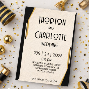 Eenvoudige Minimalistische Art Deco Zwarte Gouden  Kaart