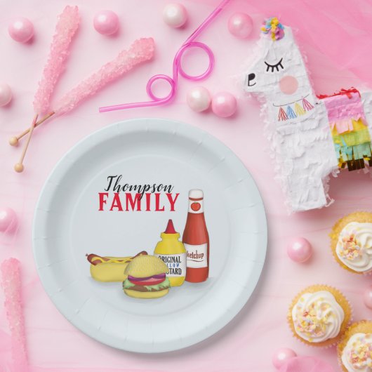 Eenvoudige minimalistische barbeque grillen pickni papieren bordje (Feest)