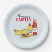 Eenvoudige minimalistische barbeque grillen pickni papieren bordje (Voorkant)