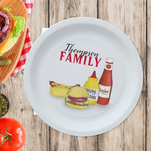 Eenvoudige minimalistische barbeque grillen pickni papieren bordje