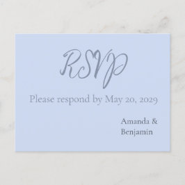 Eenvoudige minimalistische Beau Blue Wedding RSVP Briefkaart