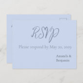 Eenvoudige minimalistische Beau Blue Wedding RSVP Briefkaart (Voorkant / Achterkant)