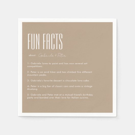 Eenvoudige minimalistische beige leuke weetjes bru servet (Voorkant)