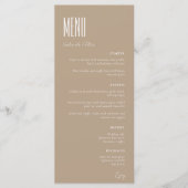 Eenvoudige minimalistische beige moderne bruiloft menu (Voorkant)