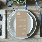 Eenvoudige minimalistische beige moderne bruiloft menu