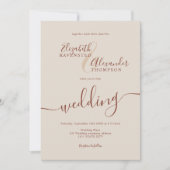 Eenvoudige minimalistische beige terracotta script kaart (Voorkant)