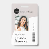 Eenvoudige minimalistische Beige zakelijke werknem Badge (Front)