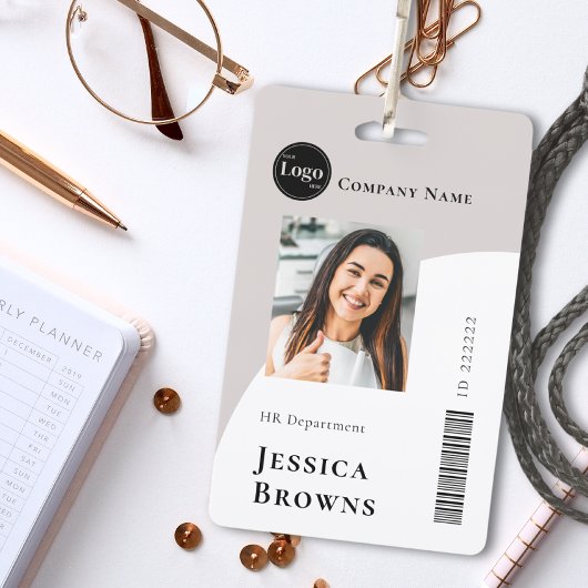 Eenvoudige minimalistische Beige zakelijke werknem Badge