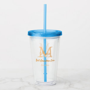 eenvoudige minimalistische beste oma ooit oranje m acryl drinkbeker