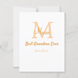 eenvoudige minimalistische beste oma ooit oranje m briefkaart