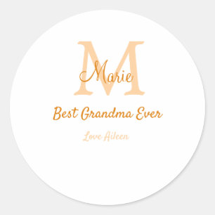 eenvoudige minimalistische beste oma ooit oranje m ronde sticker