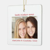 Eenvoudige minimalistische beste zuster ooit foto keramisch ornament (Links)