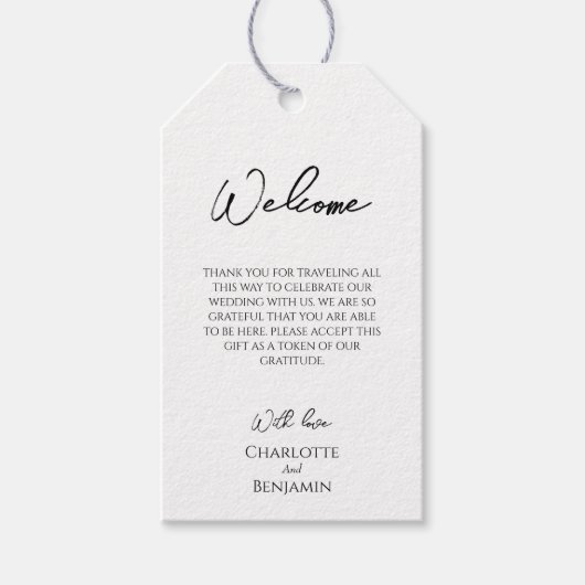 Eenvoudige minimalistische bestemming bruiloft wel cadeaulabel (Voorkant)