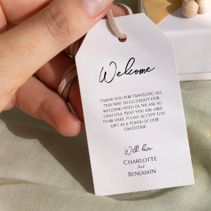Eenvoudige minimalistische bestemming bruiloft wel cadeaulabel