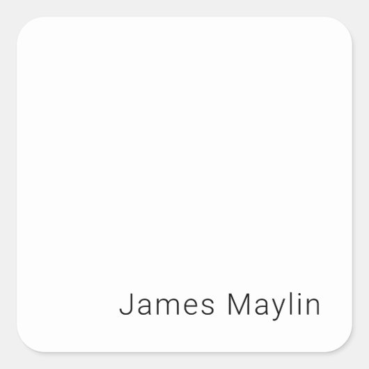 Eenvoudige minimalistische bewerkbare naam of ande vierkante sticker (Voorkant)