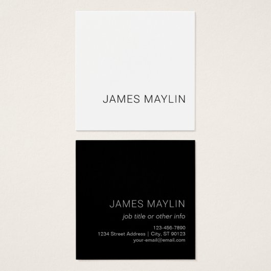 Eenvoudige minimalistische bewerkbare naam of ande vierkante visitekaartjes (Voorkant /achterkant)