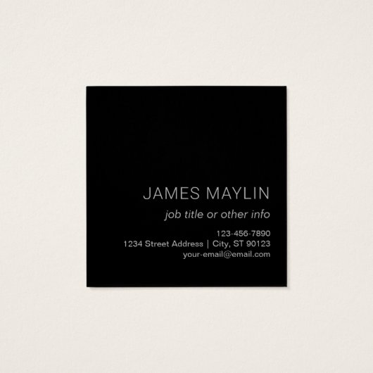 Eenvoudige minimalistische bewerkbare naam of ande vierkante visitekaartjes (Achterkant)