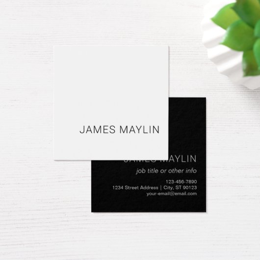 Eenvoudige minimalistische bewerkbare naam of ande vierkante visitekaartjes (Bureau)